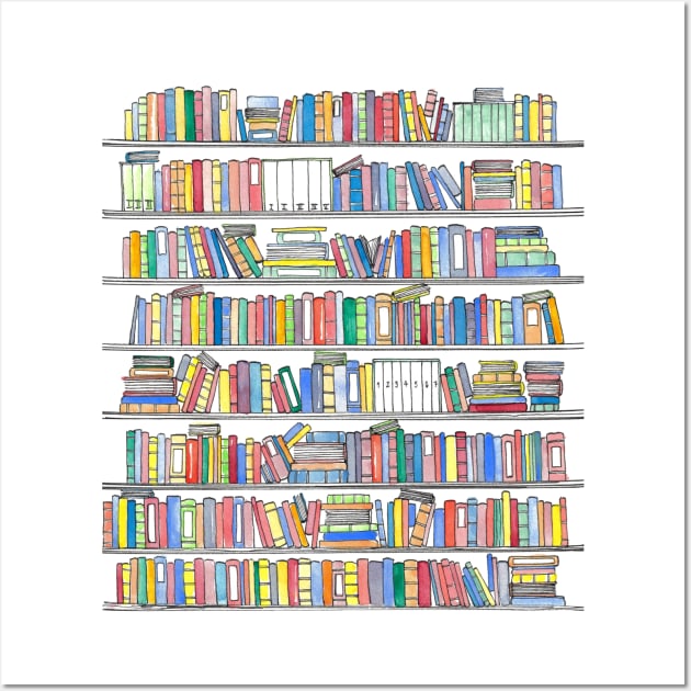 Rainbow Bookcase Wall Art by BiblioartsbyEmma